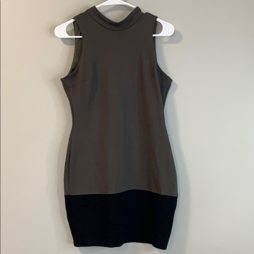 Olive green and black dress